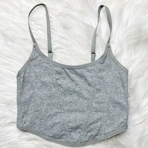 Colsie Ribbed Bustier Crop Top Light Grey Size Small